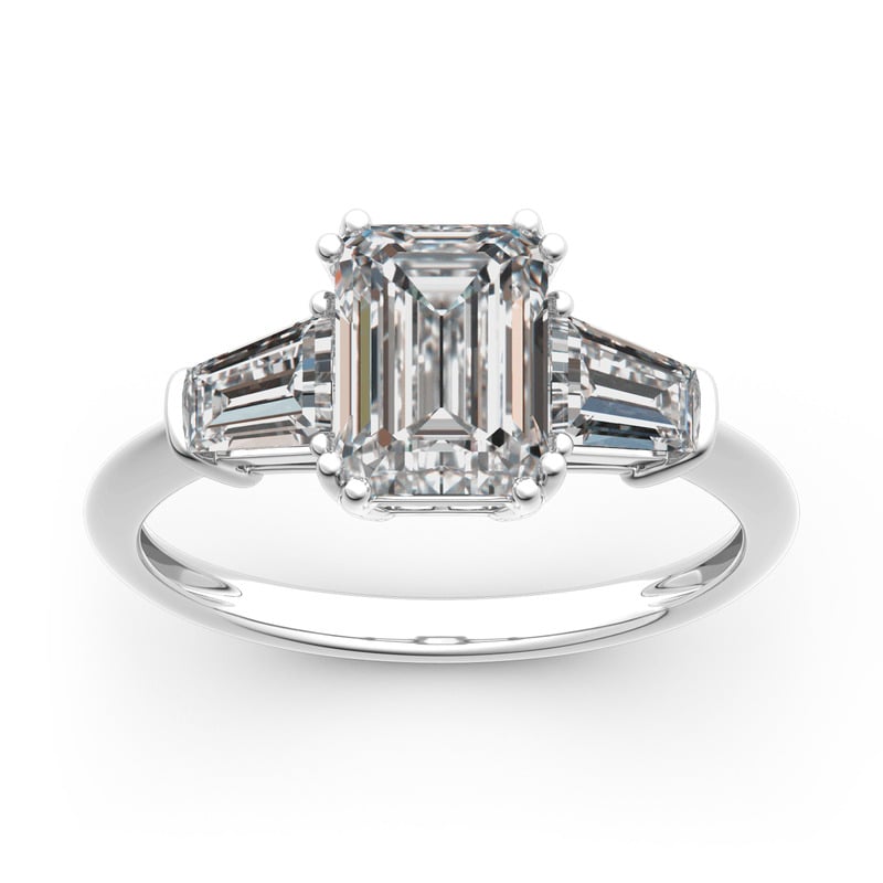 Jeulia 10K/14K/18K Gold Platinum Three Stone Emerald Cut Ring