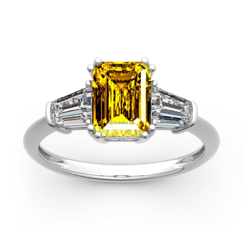 Jeulia Ring Gold 750/585/416 Platin Moissanit Verlobungsring Hochzeit Frau Solitär Einfach Drei Steine Smaragd Schnitt