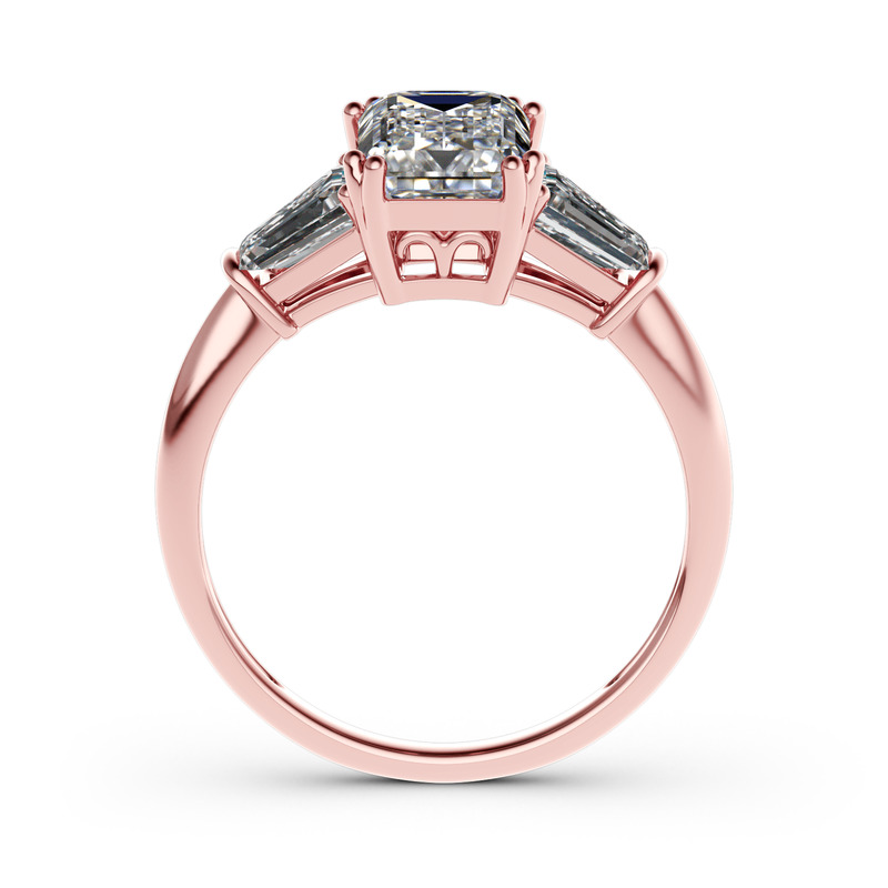 Jeulia Moissanite obrączka ślubna Pojedynczy pasjans Pierścionek z trzema kamieniami z 18K 14K 10K Szmaragdowe białe złoto 10K/14K/18K Złoto Platyna