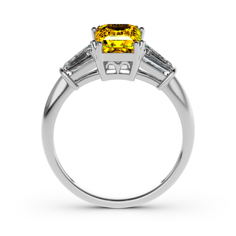 Jeulia Ring Gold 750/585/416 Platin Moissanit Verlobungsring Hochzeit Frau Solitär Einfach Drei Steine Smaragd Schnitt