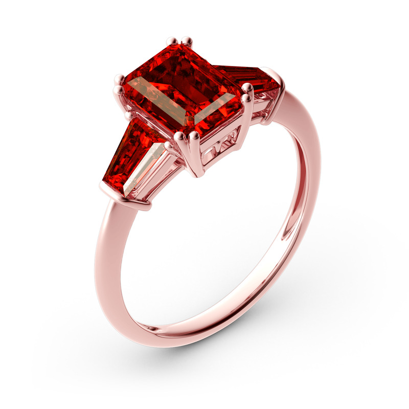 Jeulia 10K/14K/18K Gold Platinum Three Stone Emerald Cut Ring Jeulia 10K/14K/18K Gold Platinum Three Stone Emerald Cut Ring