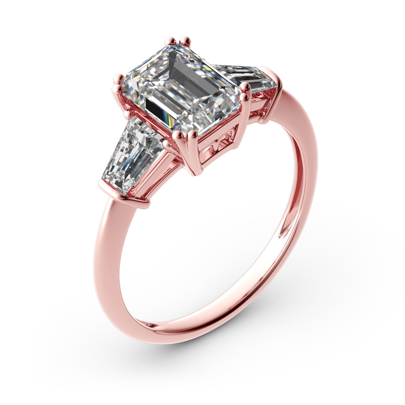 Jeulia Moissanite obrączka ślubna Pojedynczy pasjans Pierścionek z trzema kamieniami z 18K 14K 10K Szmaragdowe białe złoto 10K/14K/18K Złoto Platyna