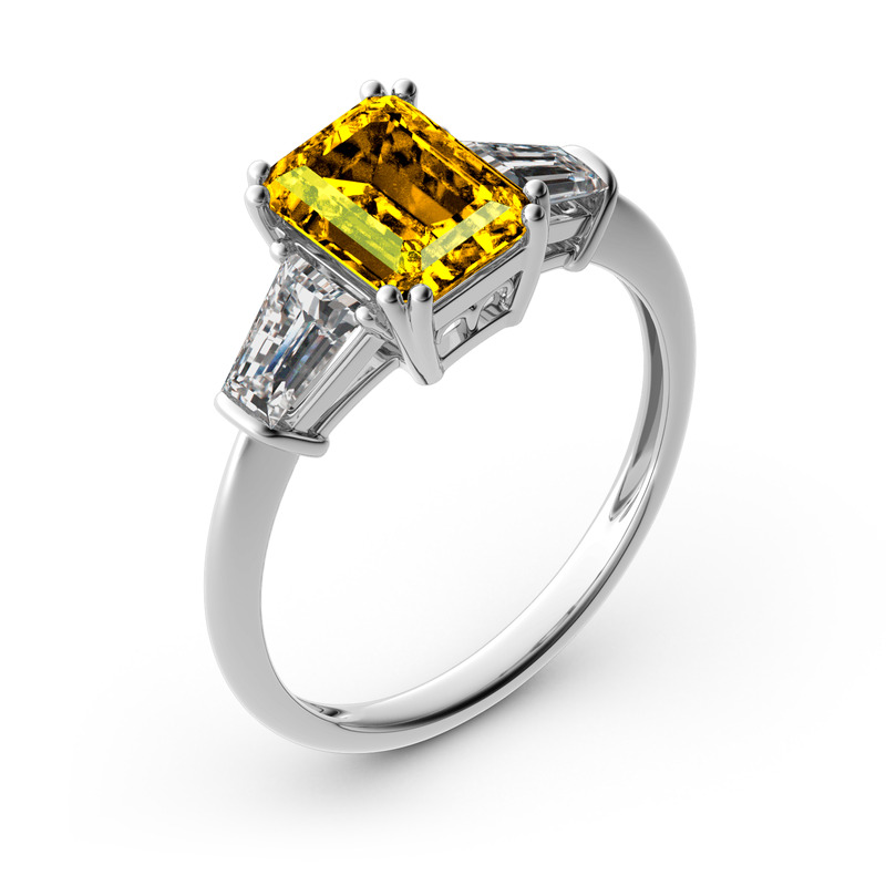 Jeulia Ring Gold 750/585/416 Platin Moissanit Verlobungsring Hochzeit Frau Solitär Einfach Drei Steine Smaragd Schnitt