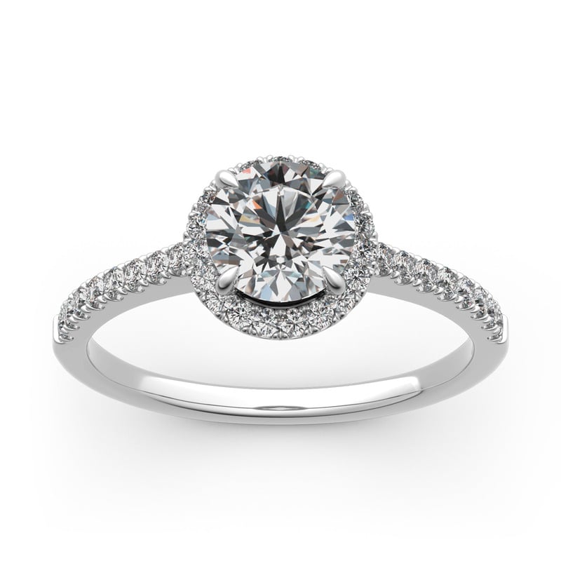 Jeulia Halo anillo de boda de de corte redondo de plata de ley