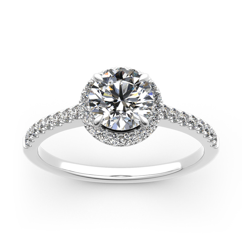 Jeulia 10K/14K/18K Gold Platinum Halo Round Cut Ring