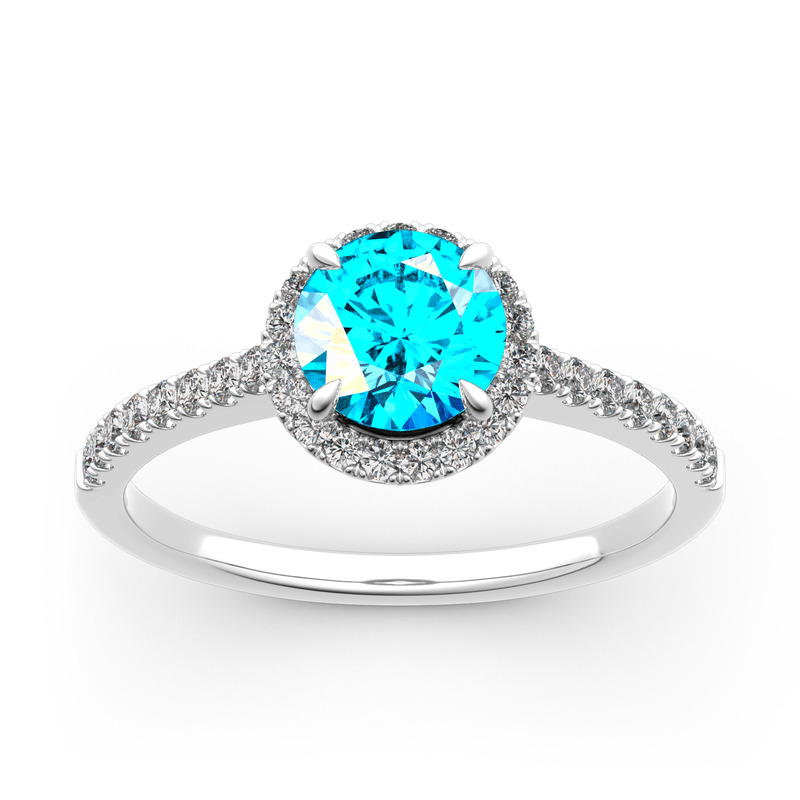 Jeulia Halo Anillo De Boda De 10K/14K/18K Oro De Corte Redondo