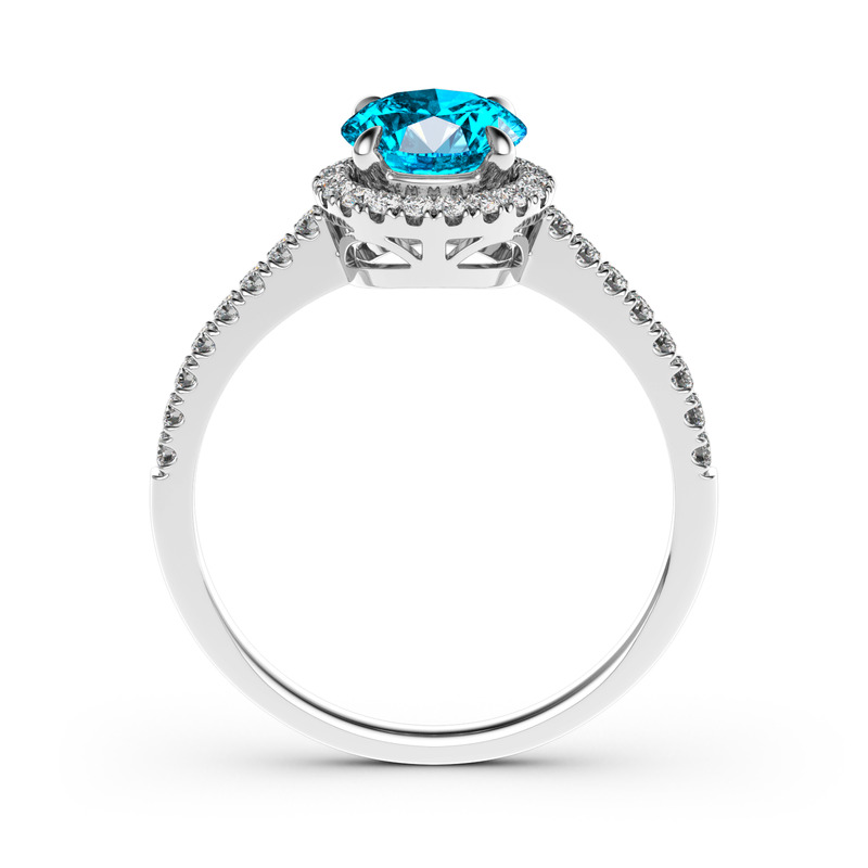 Jeulia Halo Anillo De Boda De 10K/14K/18K Oro De Corte Redondo