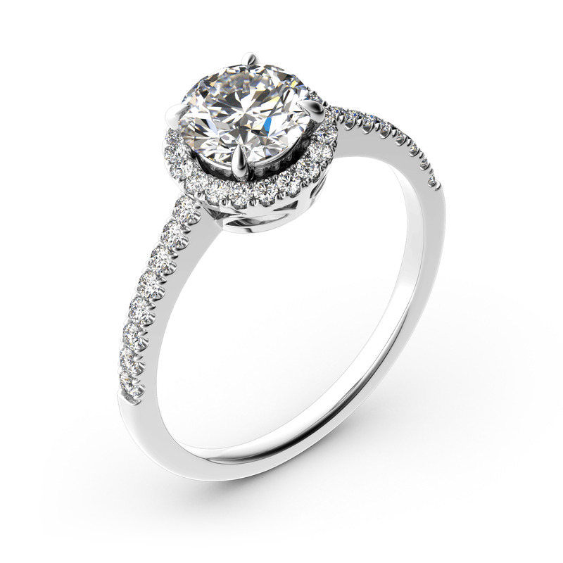 Jeulia 10K/14K/18K Gold Platinum Halo Round Cut Ring
