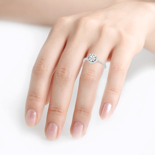 Jeulia 10K/14K/18K Gold Platinum Halo Round Cut Ring