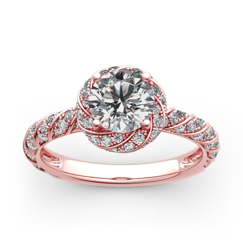Jeulia 10K/14K/18K Gold Platinum Floral Halo Round Cut Ring