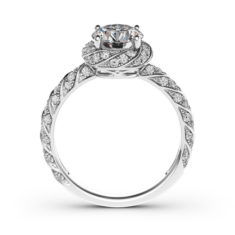 Jeulia 10K/14K/18K Gold Platinum Floral Halo Round Cut Ring