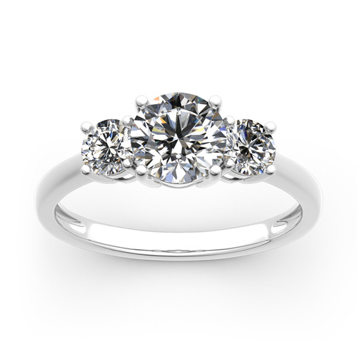 Jeulia 10K/14K/18K Gold Platinum Three Stone Round Cut Ring