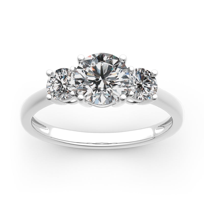 Jeulia 10K/14K/18K Gold Platinum Three Stone Round Cut Ring