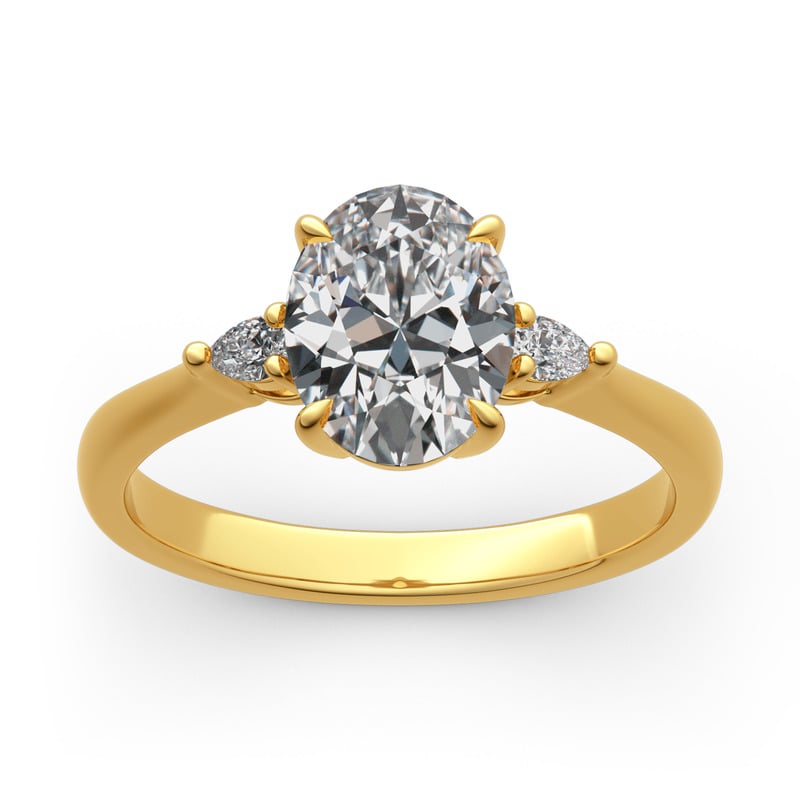 Jeulia Three Stone Oval Cut Sterling Silver Ring