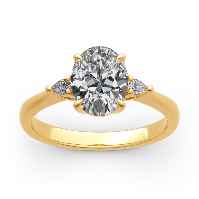 Jeulia 10K/14K/18K Gold Platinum Three Stone Oval Cut Ring