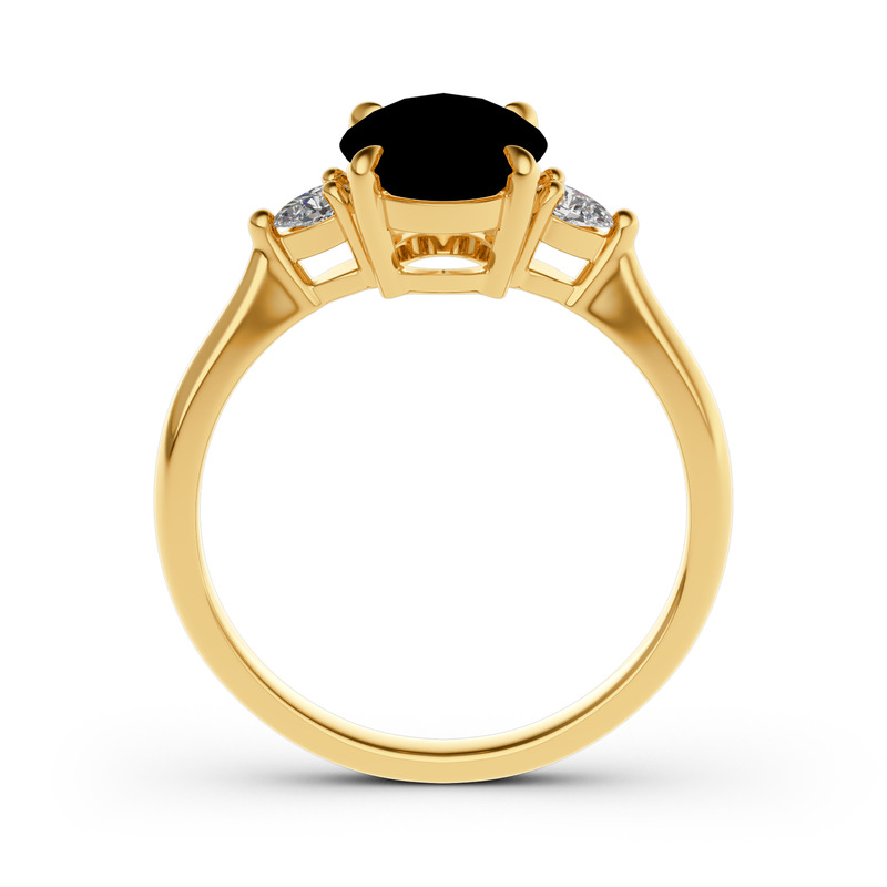 Jeulia Tres Piedras Oval De Corte Anillo De Boda De 10K/14K/18K Oro Blanco Reluciente