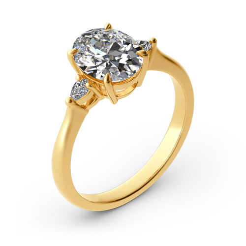 Jeulia 10K/14K/18K Gold Platinum Three Stone Oval Cut Ring