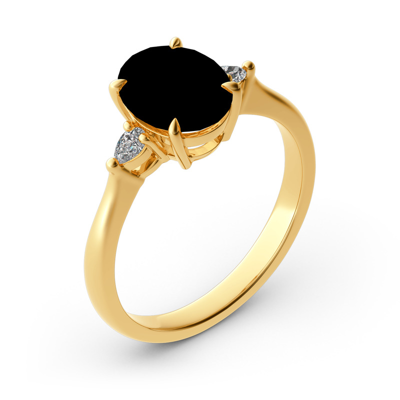 Jeulia Tres Piedras Oval De Corte Anillo De Boda De 10K/14K/18K Oro Blanco Reluciente