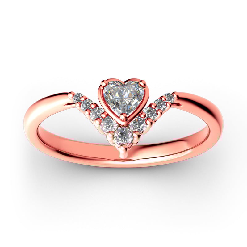 Jeulia Anillo De Corazón Con Forme De Letra V En Plata De Ley