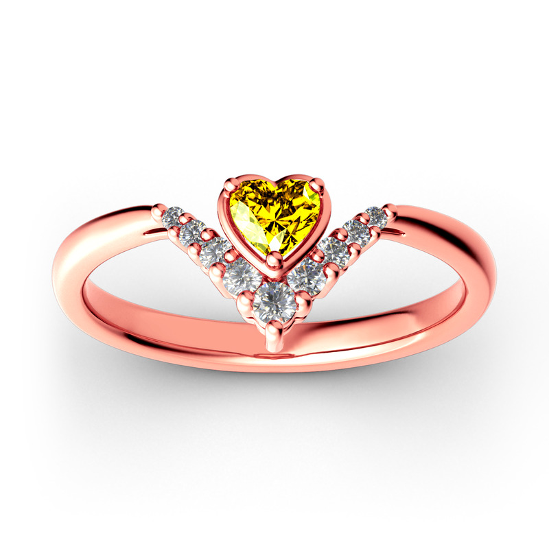Jeulia Heart V Shape Sterling Silver Ring