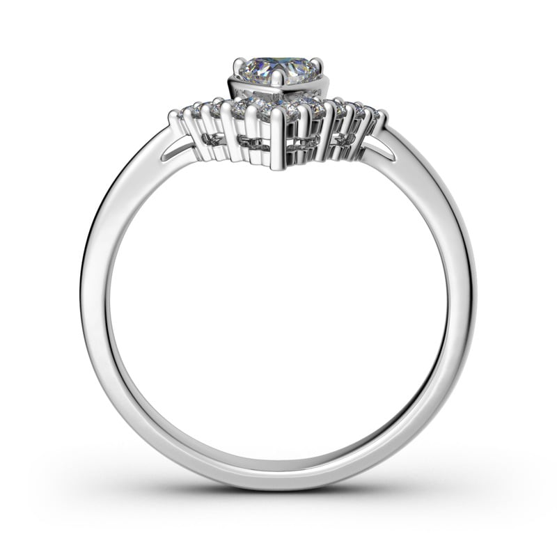 Jeulia Herz V Form Sterling Silber Personalisiert Ring