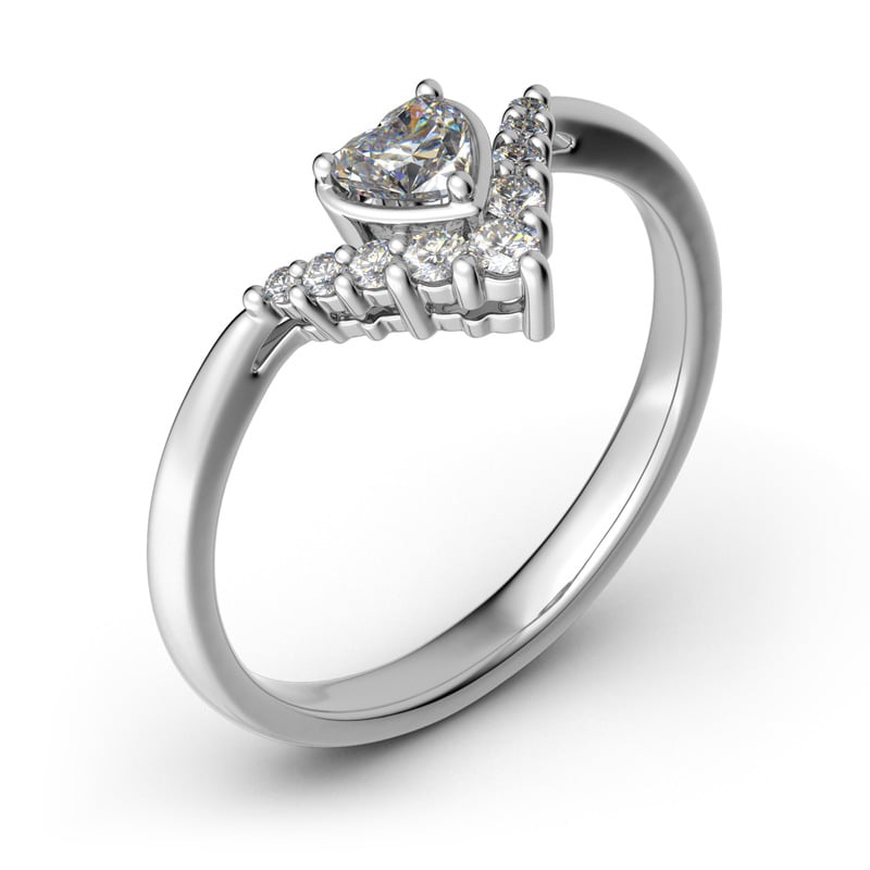 Jeulia Herz V Form Sterling Silber Personalisiert Ring