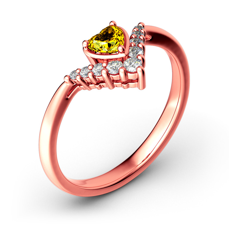 Jeulia Heart V Shape Sterling Silver Ring