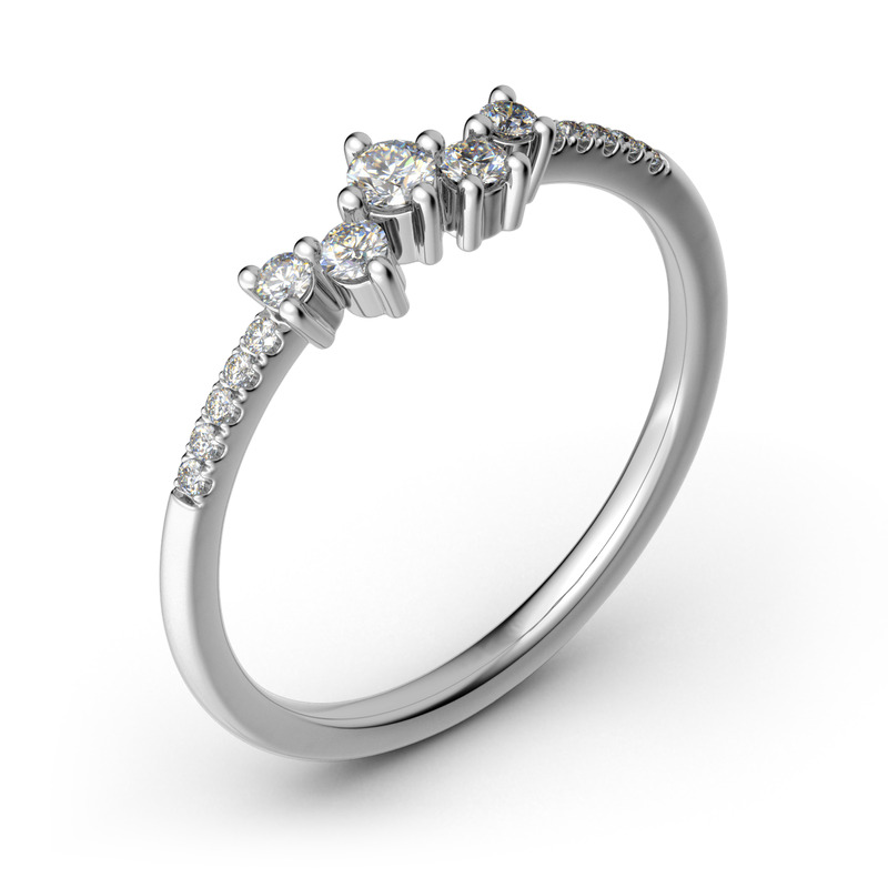 Jeulia Stapelbar Cluster Sterling Silber Personalisiert Ring