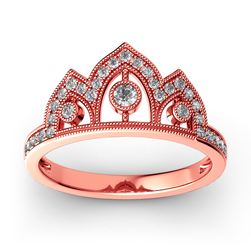 Jeulia Milgrain Crown Sterling Silver Ring