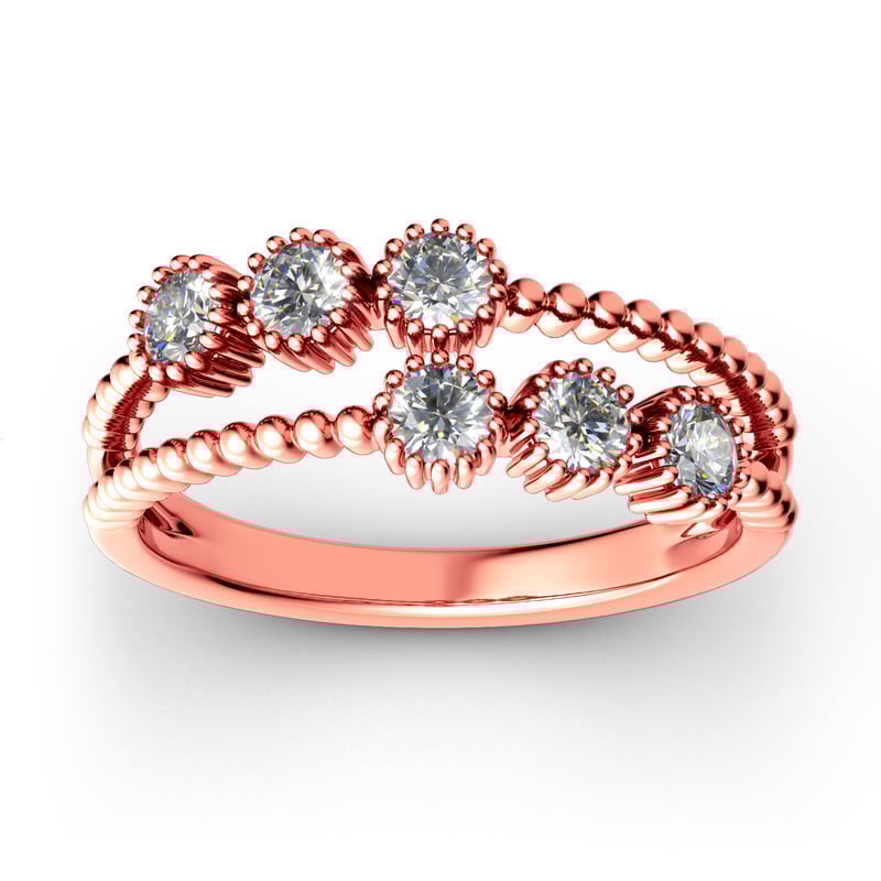 Jeulia Bead Split Shank Sterling Silver Ring