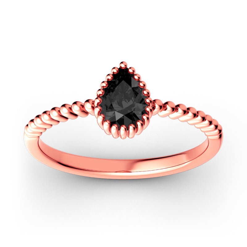 Jeulia Bead Pear Cut Sterling Silver Ring