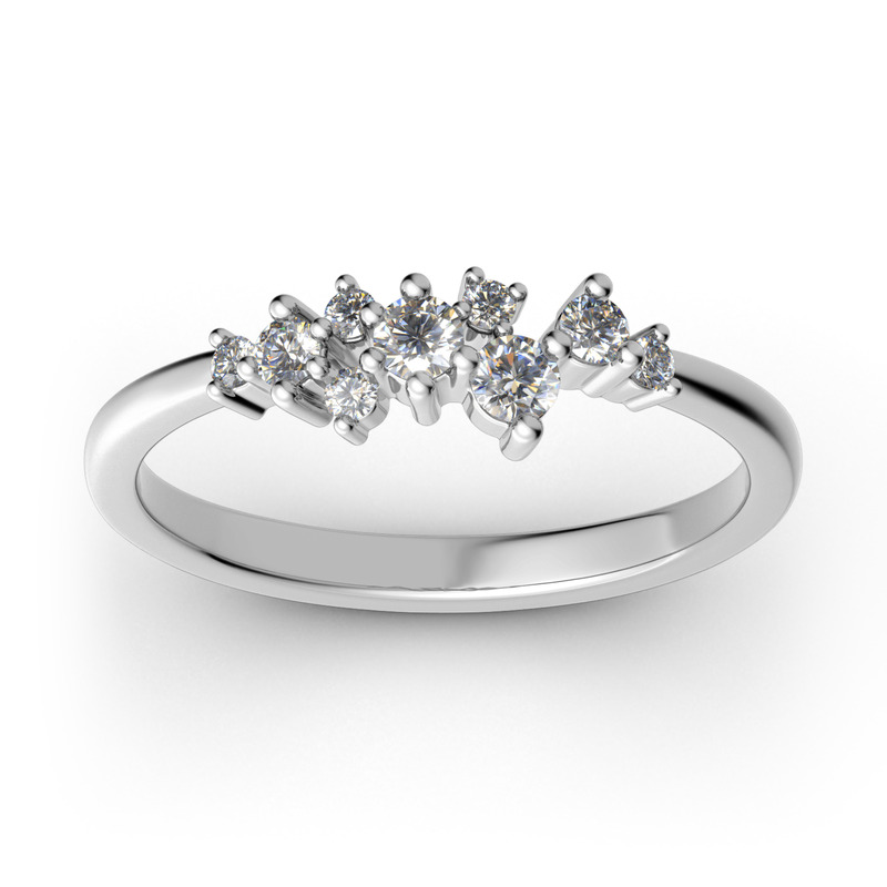 Jeulia Stackable Cluster Sterling Silver Ring