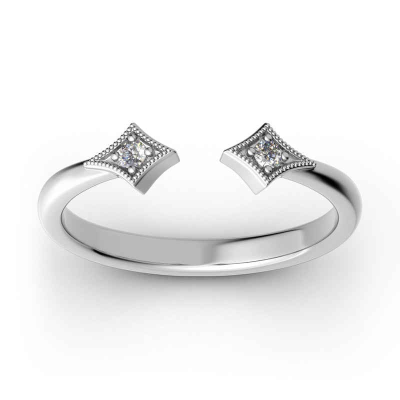 Jeulia Stackable Rhombus Sterling Silver Open Ring