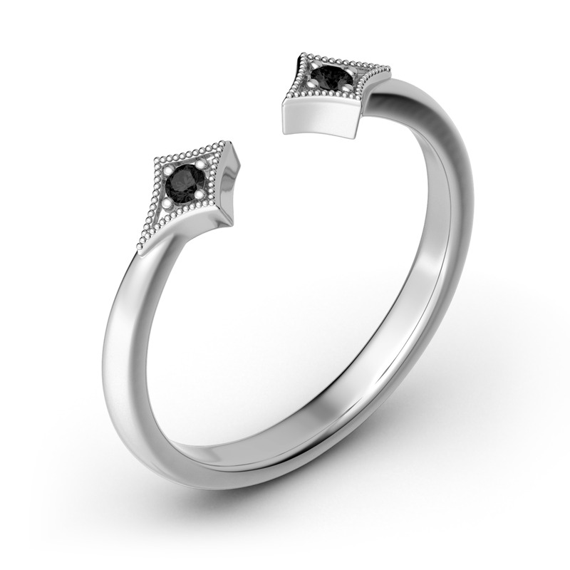 Jeulia Stackable Rhombus Sterling Silver Open Ring