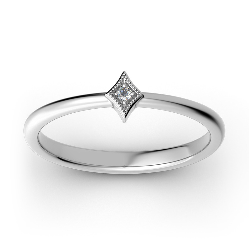 Jeulia Stackable Rhombus Sterling Silver Ring