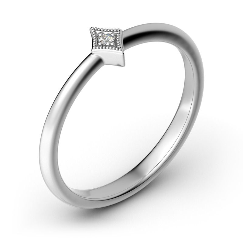 Jeulia Stackable Rhombus Sterling Silver Ring