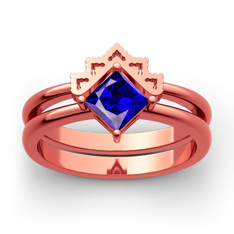 Jeulia Conjunto De Anillos Con Corona En Plata De Ley