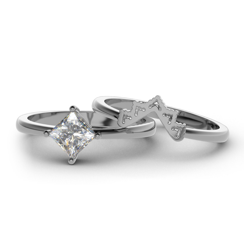 Jeulia Crown Sterling Silver Ring Set