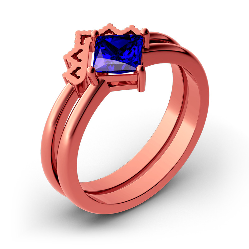 Jeulia Conjunto De Anillos Con Corona En Plata De Ley