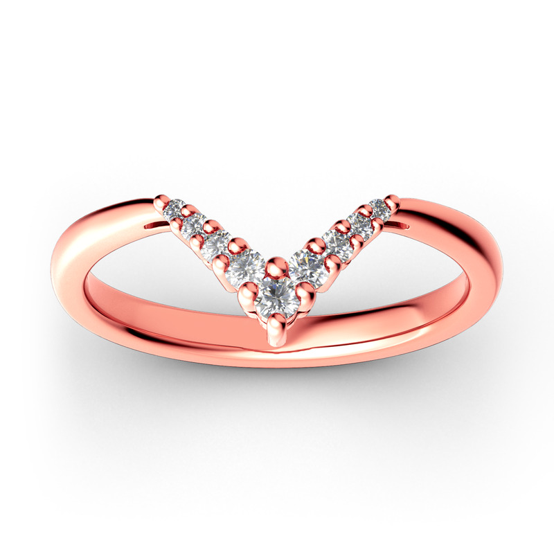 Jeulia Anillo Simple Con Forma De Letra V En Plata De Ley