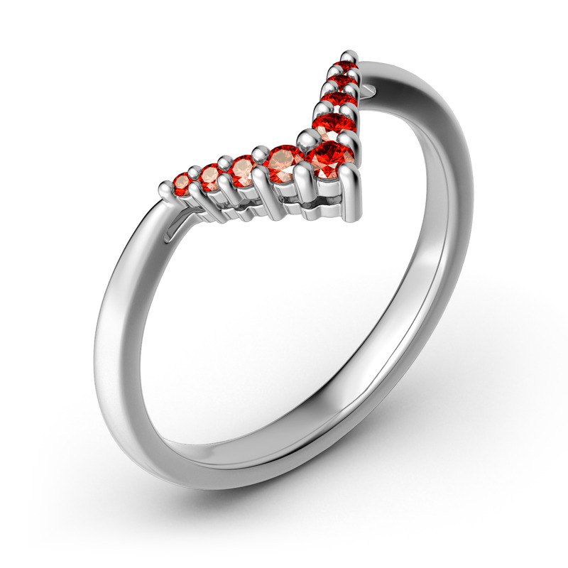 Jeulia Simple V Shape Sterling Silver Band