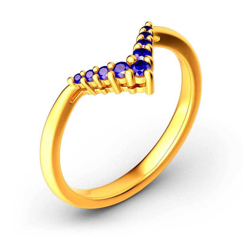 Jeulia Simple V Shape Sterling Silver Band