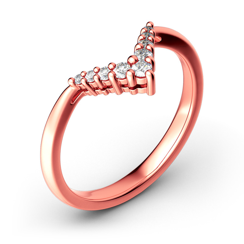 Jeulia Anillo Simple Con Forma De Letra V En Plata De Ley