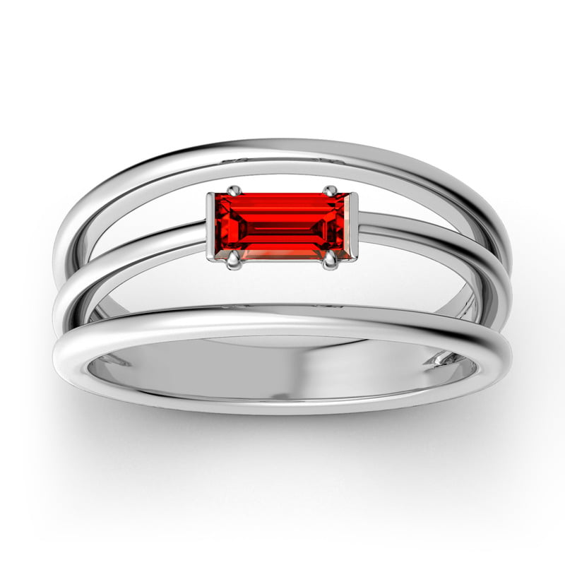 Jeulia Anello Impilabile Taglio Smeraldo In Argento Sterling