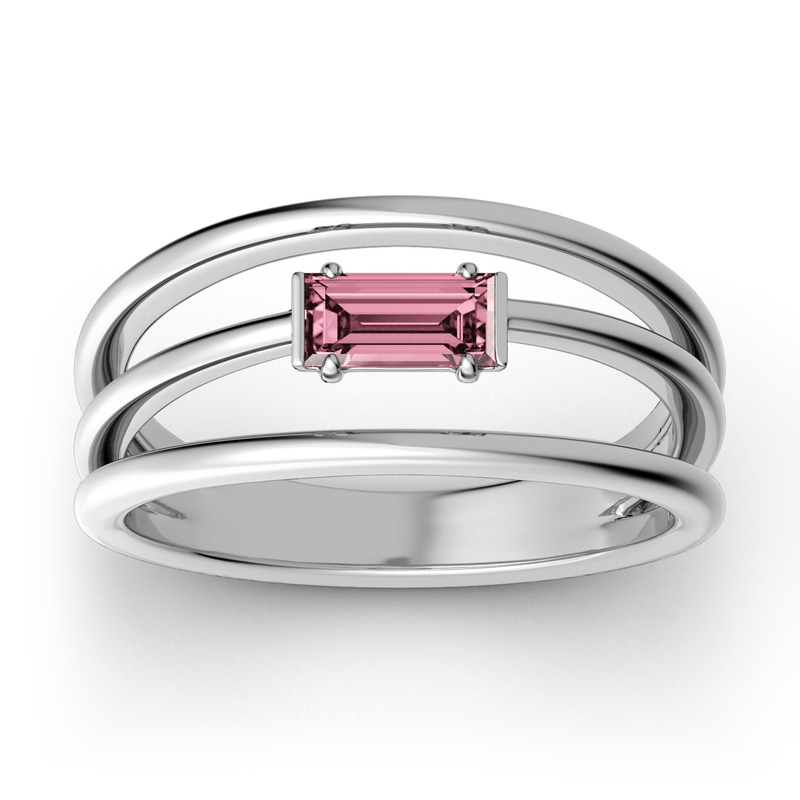 Jeulia Anillo Dividido De Corte Esmeralda En Plata De Ley
