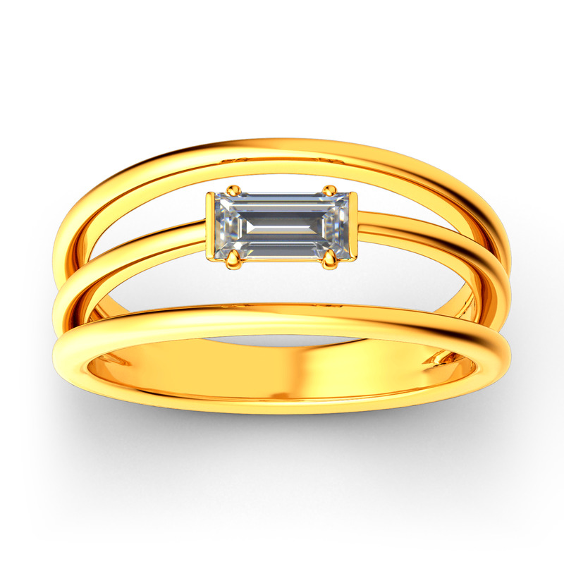 Jeulia Split Shank Emerald Cut Sterling Silver Ring