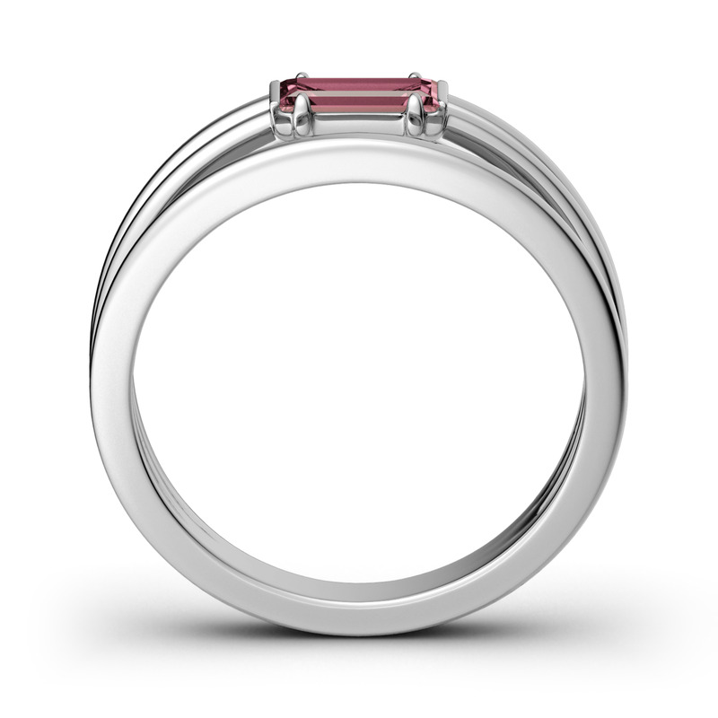 Jeulia Anillo Dividido De Corte Esmeralda En Plata De Ley