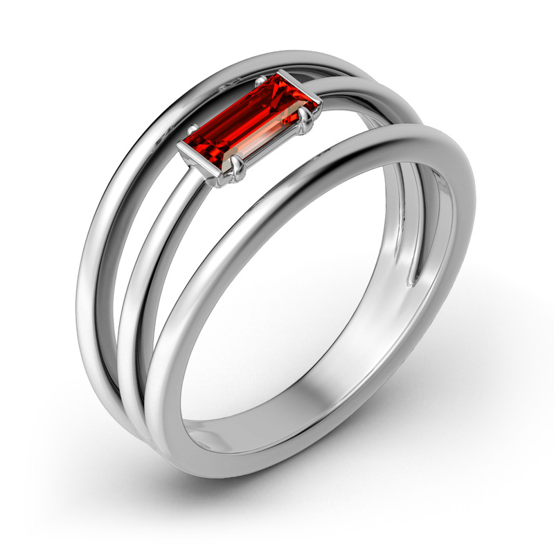 Jeulia Anello Impilabile Taglio Smeraldo In Argento Sterling