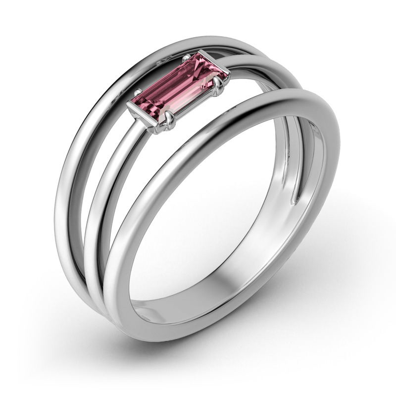 Jeulia Anillo Dividido De Corte Esmeralda En Plata De Ley