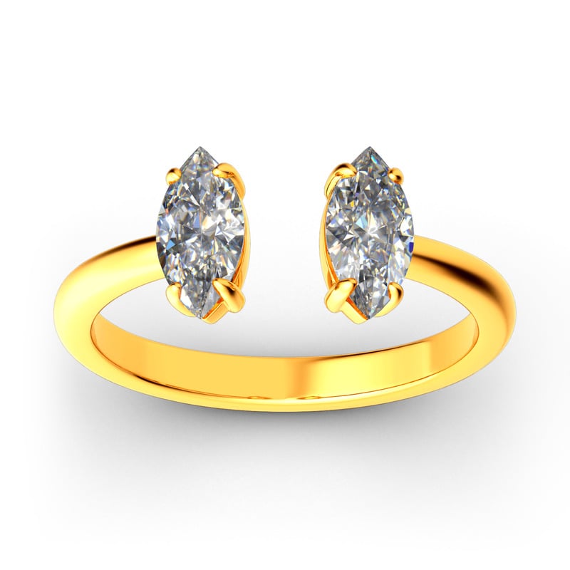 Jeulia Two Stone Marquise Cut Sterling Silver Open Ring